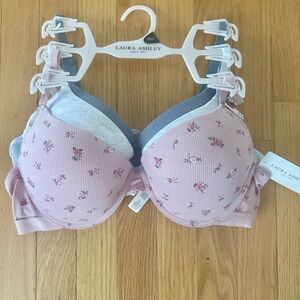 Laura Ashley Pink and Gray Floral Bra Set